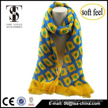 two print bright colour checks knitted design blend soft scarf